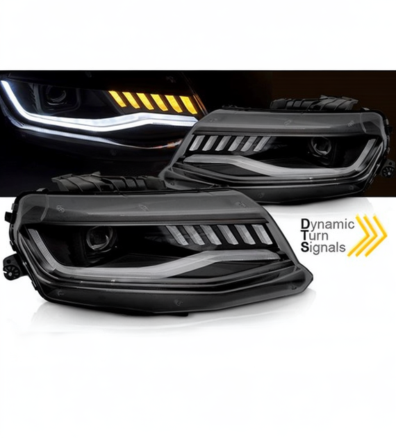 💕 Fari Anteriori Adatto per Chevrolet Camaro 2016-2018 HID Xenon Neri Sequenziali 💕