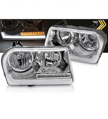 💕 Fari Anteriori Adatto per Chrysler 300 2005-2008 Tube Light LED Cromati 💕