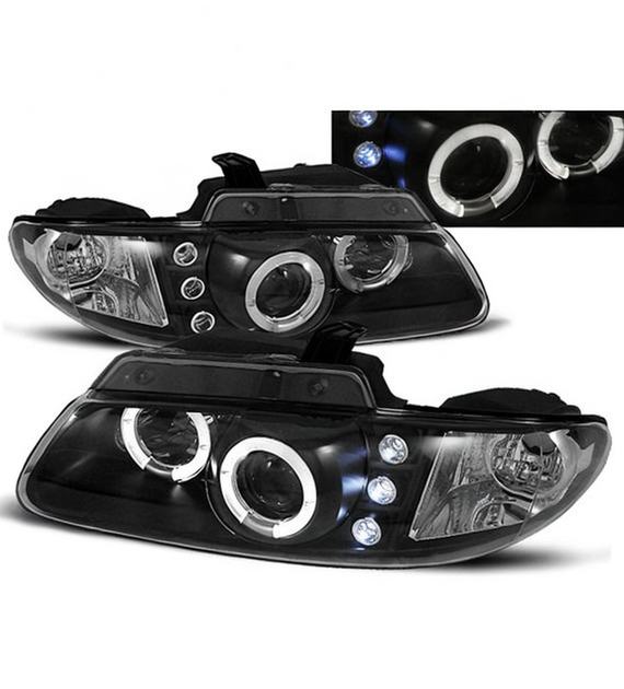 💕 Fari Anteriori Adatto per Chrysler Voyager 1996-2002 Angel Eyes Neri 💕