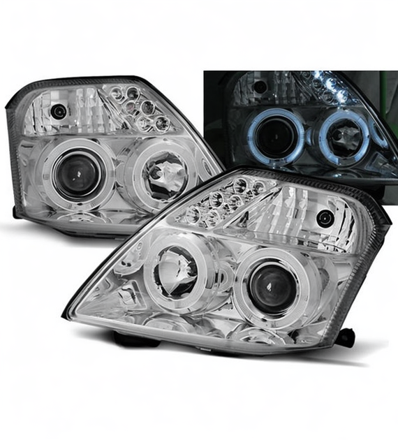 💕 Fari Anteriori Adatto per Citroen C2 2003-2010 Angel Eyes Cromati 💕