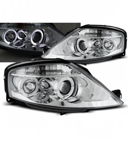 💕 Fari Anteriori Adatto per Citroen C3 2002-2009 Angel Eyes Cromati 💕