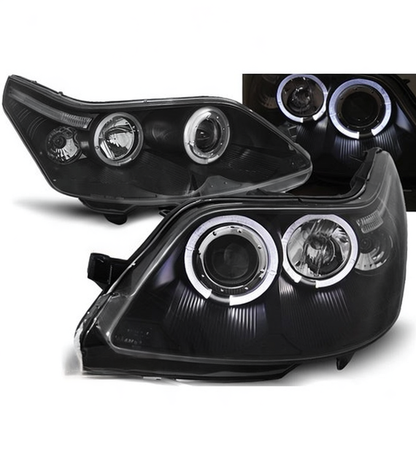💕 Fari Anteriori Adatto per Citroen C4 2004-2010 Angel Eyes Neri 💕