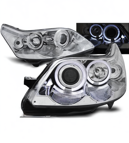 💕 Fari Anteriori Adatto per Citroen C4 2004-2010 Angel Eyes Cromati 💕