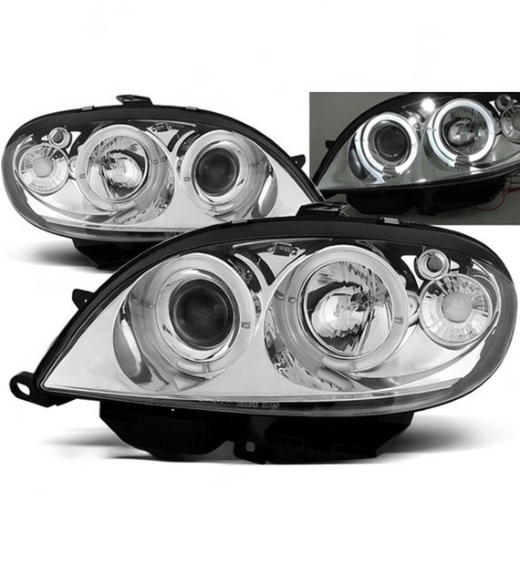 💕 Fari Anteriori Adatto per Citroen Saxo 1999-2003 Angel Eyes Cromati 💕
