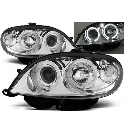 💕 Fari Anteriori Adatto per Citroen Saxo 1999-2003 Angel Eyes Cromati 💕