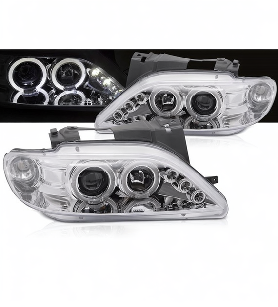 💕 Fari Anteriori Adatto per Citroen Xsara 1997-2000 Angel Eyes Cromati 💕
