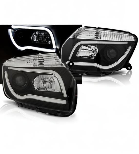 💕 Fari Anteriori Adatto per Dacia Duster 2010-2014 Tube Light LED Neri 💕