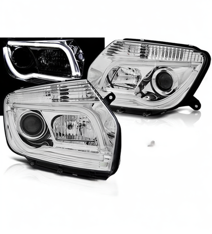 💕 Fari Anteriori Adatto per Dacia Duster 2010-2014 Tube Light LED Cromati 💕