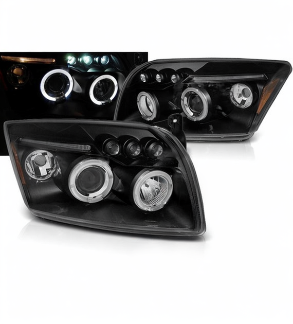 💕 Fari Anteriori Adatto per Dodge Caliber 2006-2012 Angel Eyes Neri 💕