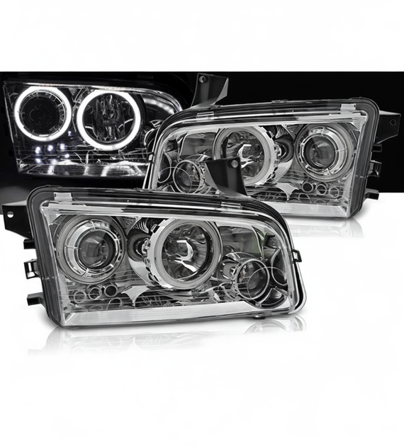 💕 Fari Anteriori Adatto per Dodge Charger LX 2006-2010 CCFL Cromati 💕