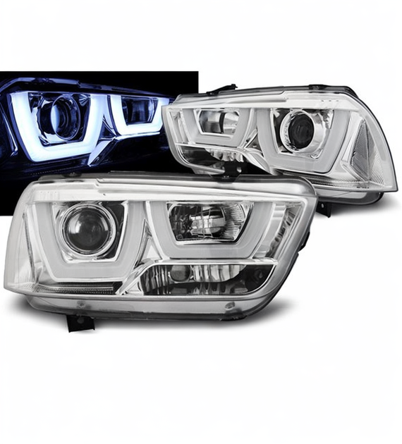 💕 Fari Anteriori Adatto per Dodge Charger LX II 11-15 U-Type LED Cromati 💕