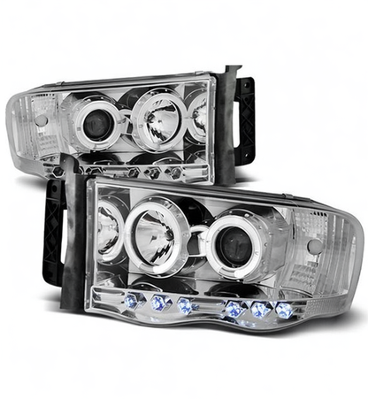 💕 Fari Anteriori Adatto per Dodge RAM 2002-2006 Angel Eyes Cromati 💕