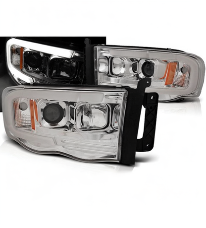 💕 Fari Anteriori Adatto per Dodge RAM 2002-2006 Tube Light LED Cromati 💕