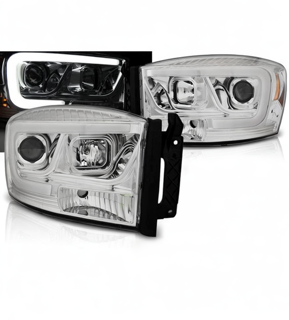 💕 Fari Anteriori Adatto per Dodge RAM 2006-2008 Tube Light LED Cromati 💕