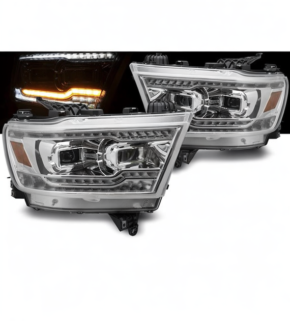 💕 Fari Anteriori Adatto per Dodge RAM 1500 2019-2022 Full LED Cromati 💕