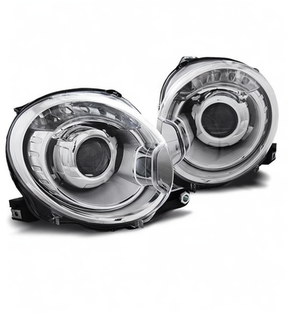 💕 Fari Anteriori Adatto per Fiat 500 2007-2015 Projector Cromati 💕