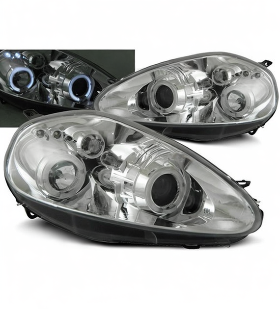 💕 Fari Anteriori Adatto per Fiat Grande Punto 2005-2008 Angel Eyes Cromo 💕