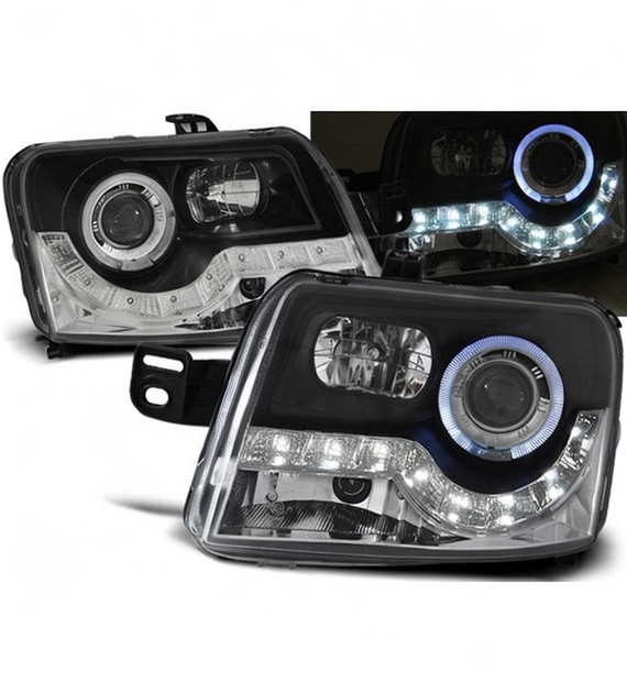 💕 Fari Anteriori Adatto per Fiat Panda 2003-2012 LED Angel Eyes Neri 💕