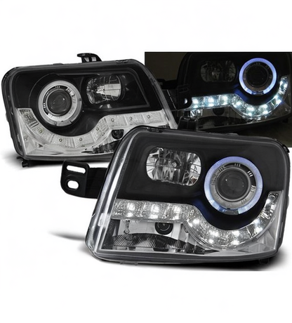 💕 Fari Anteriori Adatto per Fiat Panda 2003-2012 LED Angel Eyes Neri 💕