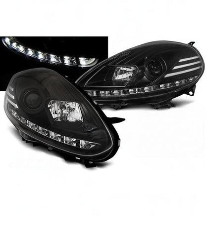 💕 Fari Anteriori Adatto per Fiat Punto Evo 2009-2012 LED DRL Neri 💕