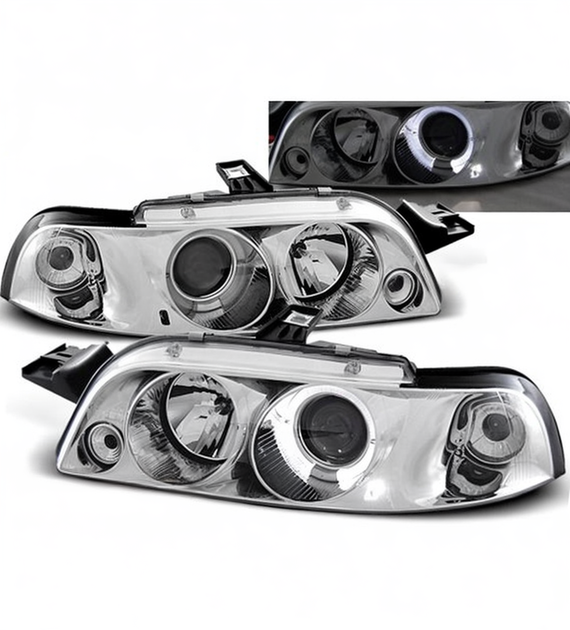 💕 Fari Anteriori Adatto per Fiat Punto 1 1993-1999 Angel Eyes Cromo 💕