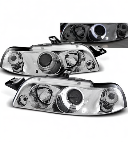 💕 Fari Anteriori Adatto per Fiat Punto 1 1993-1999 Angel Eyes Cromo 💕