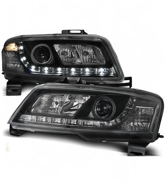💕 Fari Anteriori Adatto per Fiat Stilo 3D 2001-2008 LED DRL Neri 💕