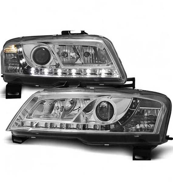 💕 Fari Anteriori Adatto per Fiat Stilo 3D 2001-2008 LED DRL Cromo 💕