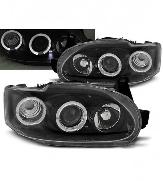 💕 Fari Anteriori Adatto per Ford Escort MK7 1995-2000 Angel Eyes Neri 💕