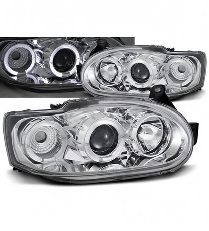 💕 Fari Anteriori Adatto per Ford Escort MK7 1995-2000 Angel Eyes Cromo 💕