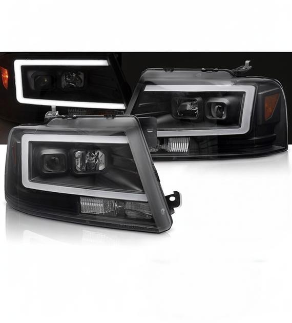 💕 Fari Anteriori Adatto per Ford F150 MK11 2004-2008 Tube LED Neri 💕