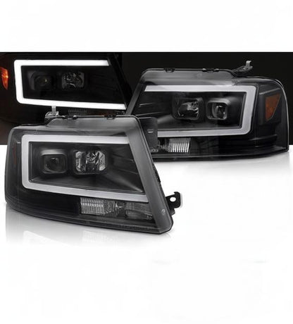 💕 Fari Anteriori Adatto per Ford F150 MK11 2004-2008 Tube LED Neri 💕