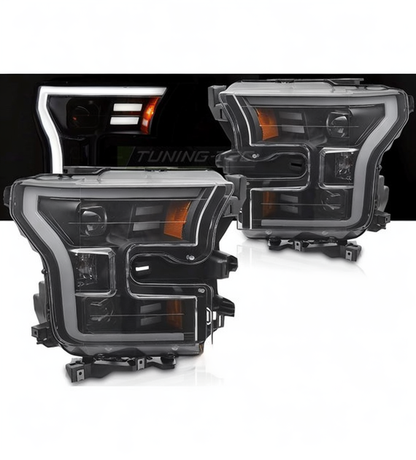 💕 Fari Anteriori Adatto per Ford F150 MK13 2014-2017 Tube LED Neri 💕