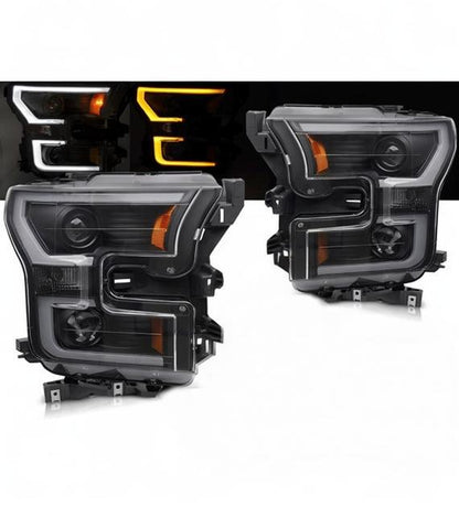 💕 Fari Anteriori Adatto per Ford F150 MK13 2014-2017 Tube LED Doppi Neri 💕