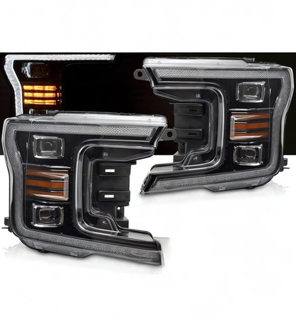 💕 Fari Anteriori Adatto per Ford F150 MK13 2017-2020 Full LED DRL Neri 💕