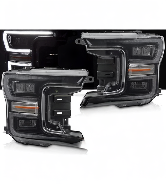 💕 Fari Anteriori Adatto per Ford F150 MK13 2017-2020 Full LED DRL Sequenziali Neri 💕