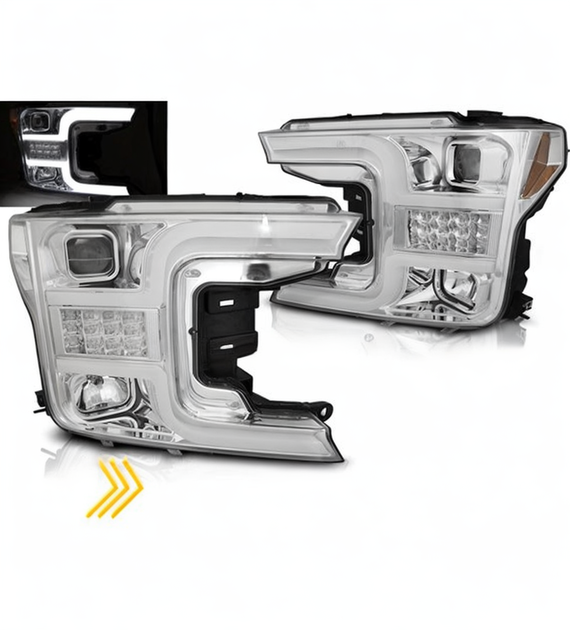 💕 Fari Anteriori Adatto per Ford F150 MK13 17-20 Tube LED Cromo 💕