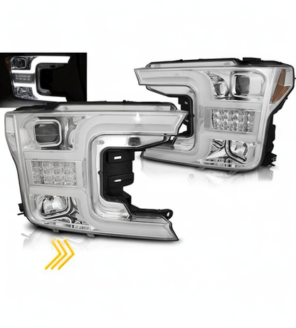 💕 Fari Anteriori Adatto per Ford F150 MK13 17-20 Tube LED Cromo 💕