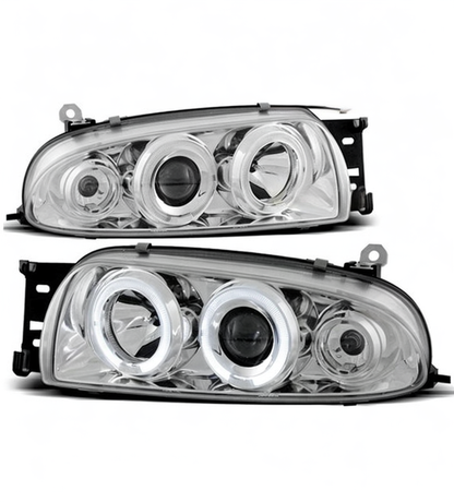 💕 Fari Anteriori Adatto per Ford Fiesta MK4 95-99 Angel Eyes Cromo 💕