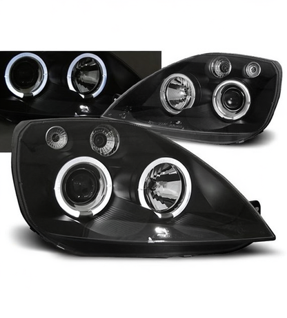 💕 Fari Anteriori Adatto per Ford Fiesta MK6 02-05 Angel Eyes Neri 💕