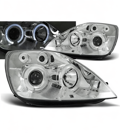 💕 Fari Anteriori Adatto per Ford Fiesta MK6 02-05 Angel Eyes Cromo 💕