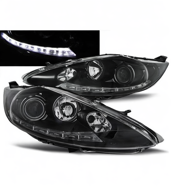 💕 Fari Anteriori Adatto per Ford Fiesta MK7 08-12 LED Neri 💕