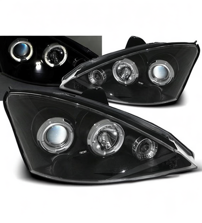 💕 Fari Anteriori Adatto per Ford Focus 01-04 Angel Eyes Neri 💕
