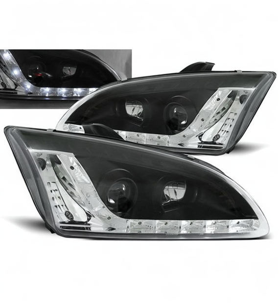 💕 Fari Anteriori Adatto per Ford Focus II 04-08 LED Neri 💕
