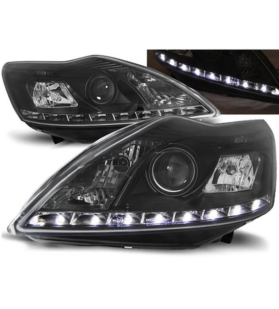 💕 Fari Anteriori Adatto per Ford Focus II 08-10 LED Neri 💕