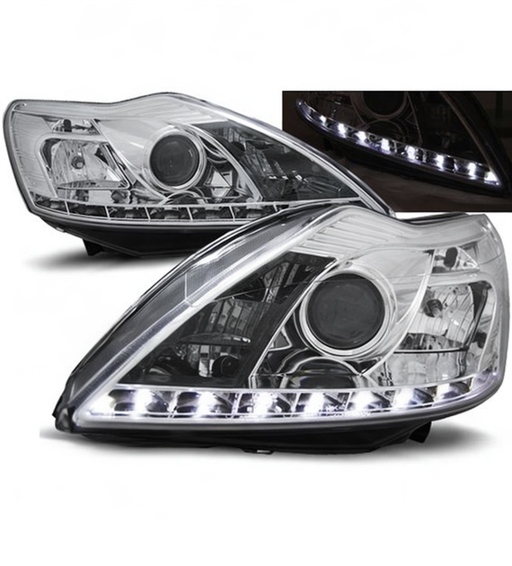 💕 Fari Anteriori Adatto per Ford Focus II 08-10 LED Cromo 💕