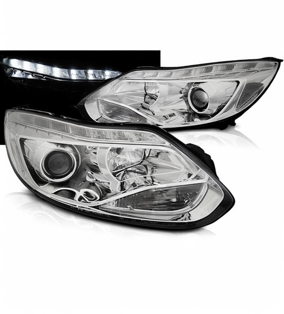 💕 Fari Anteriori Adatto per Ford Focus MK3 11-14 LED Cromo 💕