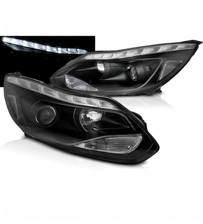 💕 Fari Anteriori Adatto per Ford Focus MK3 11-14 LED Neri 💕