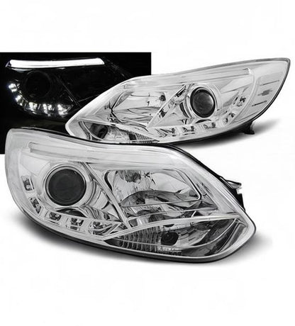 💕 Fari Anteriori Adatto per Ford Focus MK3 11-14 Tube LED Cromo 💕
