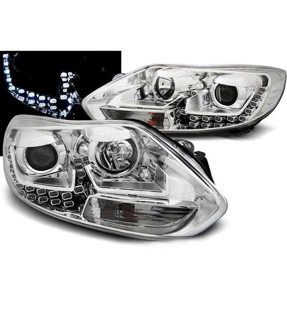 💕 Fari Anteriori Adatto per Ford Focus MK3 11-14 LED Cromo 💕